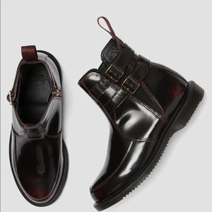 Dr Martin’s Flora II Leather Buckle Boots Cherry Smooth Leather Woman’s size 9